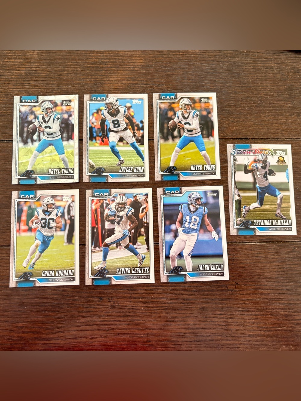 TOPPS CAROLINA PANTHERS Set of 8 Football Trading Cards MINT With Refractor